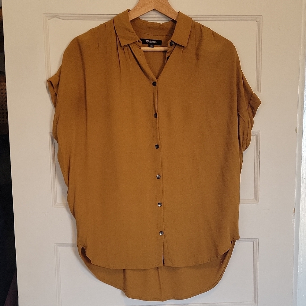 Madewell Oversized Mustard Button-Up Blouse